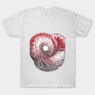 Mesmerizing Red Nautilus Shell Illustration No. 759 T-Shirt